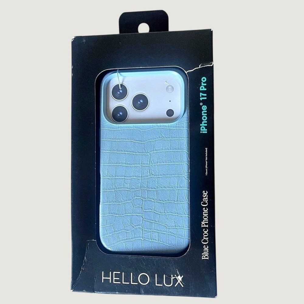 Hello Lux iPhone 17 Pro Light Blue Croc Phone Case New Open Box